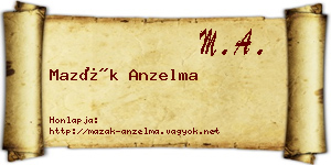 Mazák Anzelma névjegykártya
